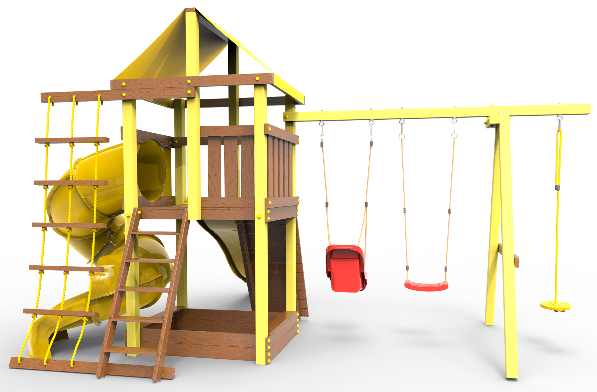Детская площадка  Пикник «Элит» с винтовой трубой (желтый)